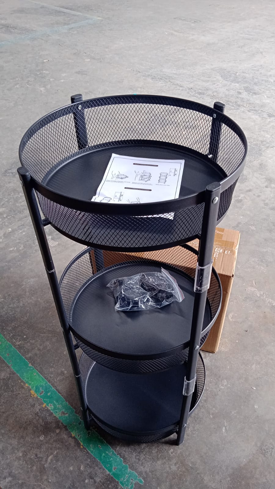 3-Layer Round Metal Mesh Utility Storage Trolley with Wheels – Multipurpose Premium Organizer Rack