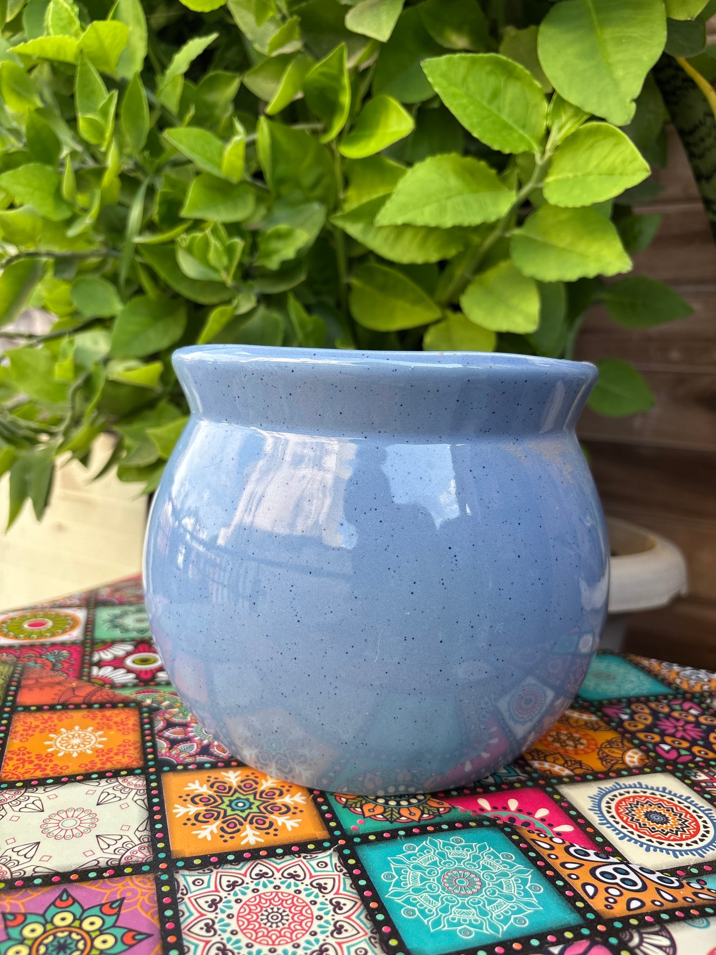 Handcrafted Blue Planter – 7” Dia, 5” Height