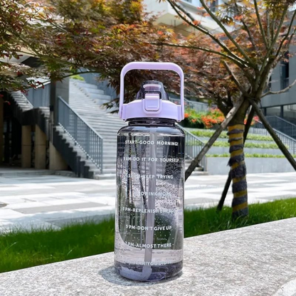 2L Motivational Water Bottle with Straw & Time Marker