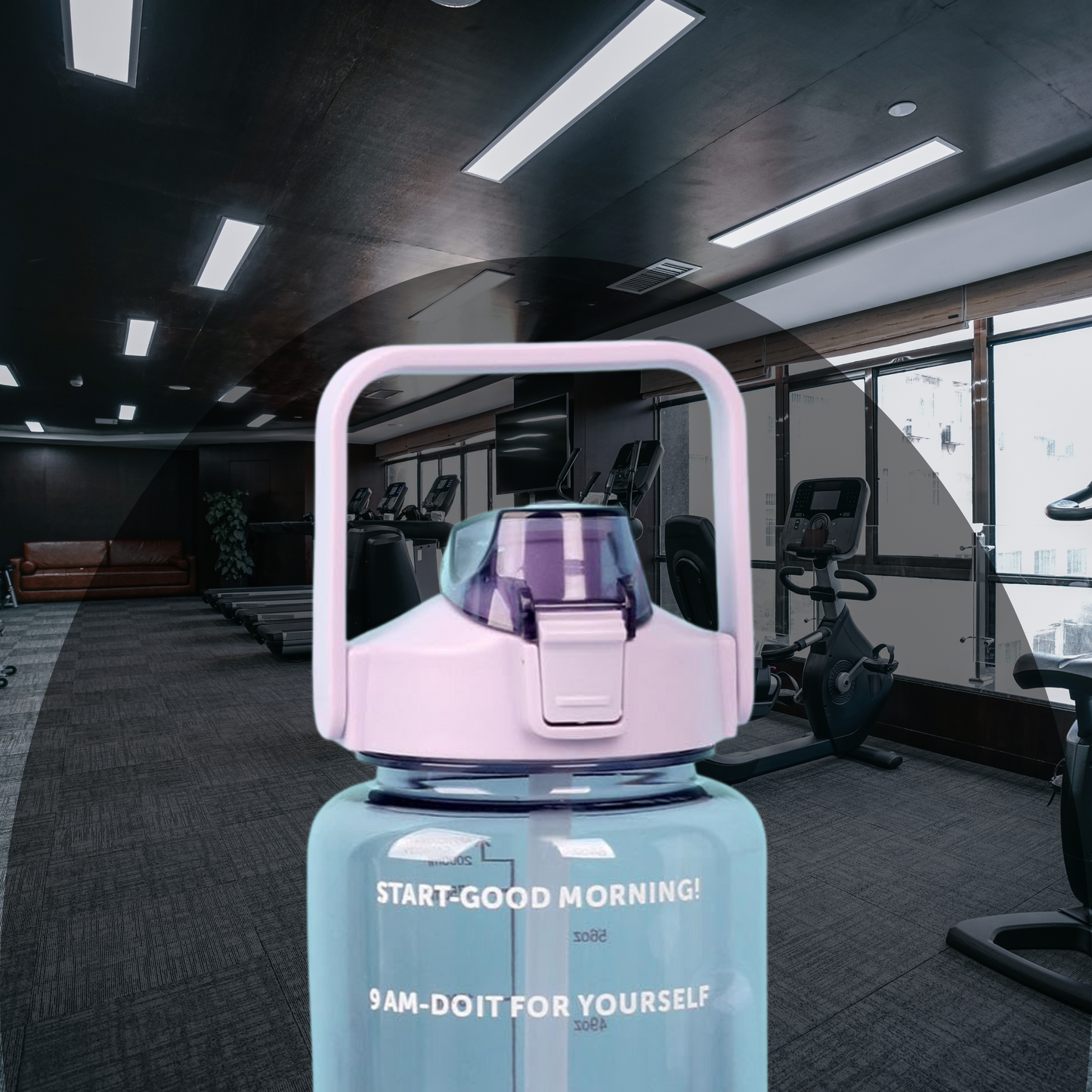 2L Motivational Water Bottle with Straw & Time Marker