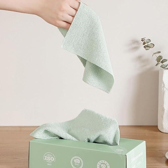 Reusable Microfiber Cleaning Cloth Set with Dispenser (10pcs)