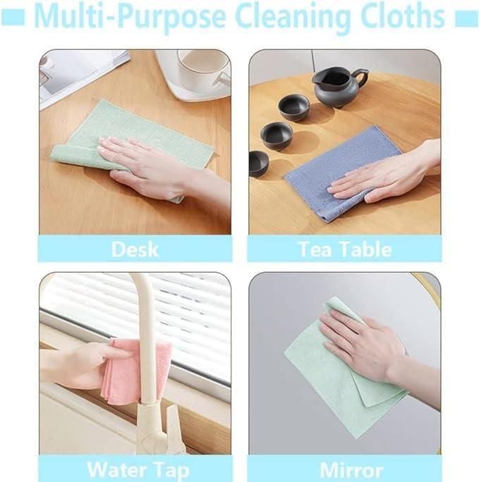 Reusable Microfiber Cleaning Cloth Set with Dispenser (10pcs)