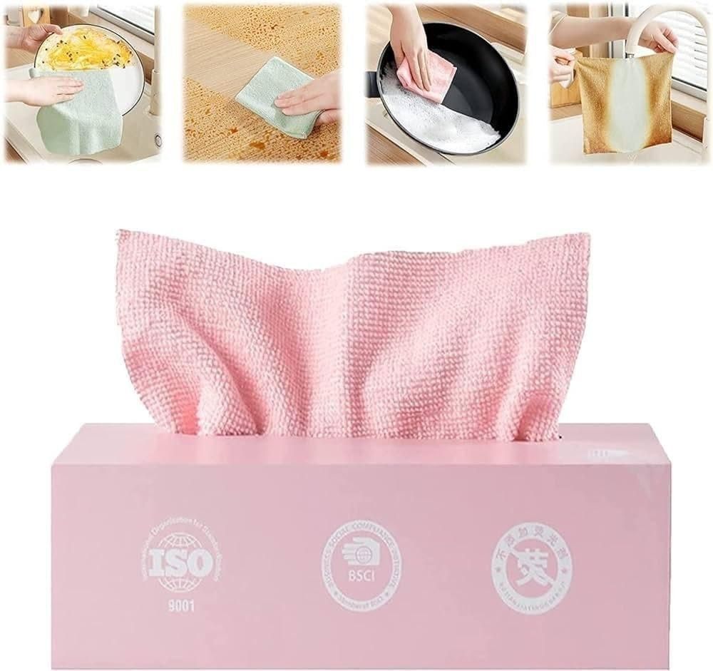 Reusable Microfiber Cleaning Cloth Set with Dispenser (10pcs)