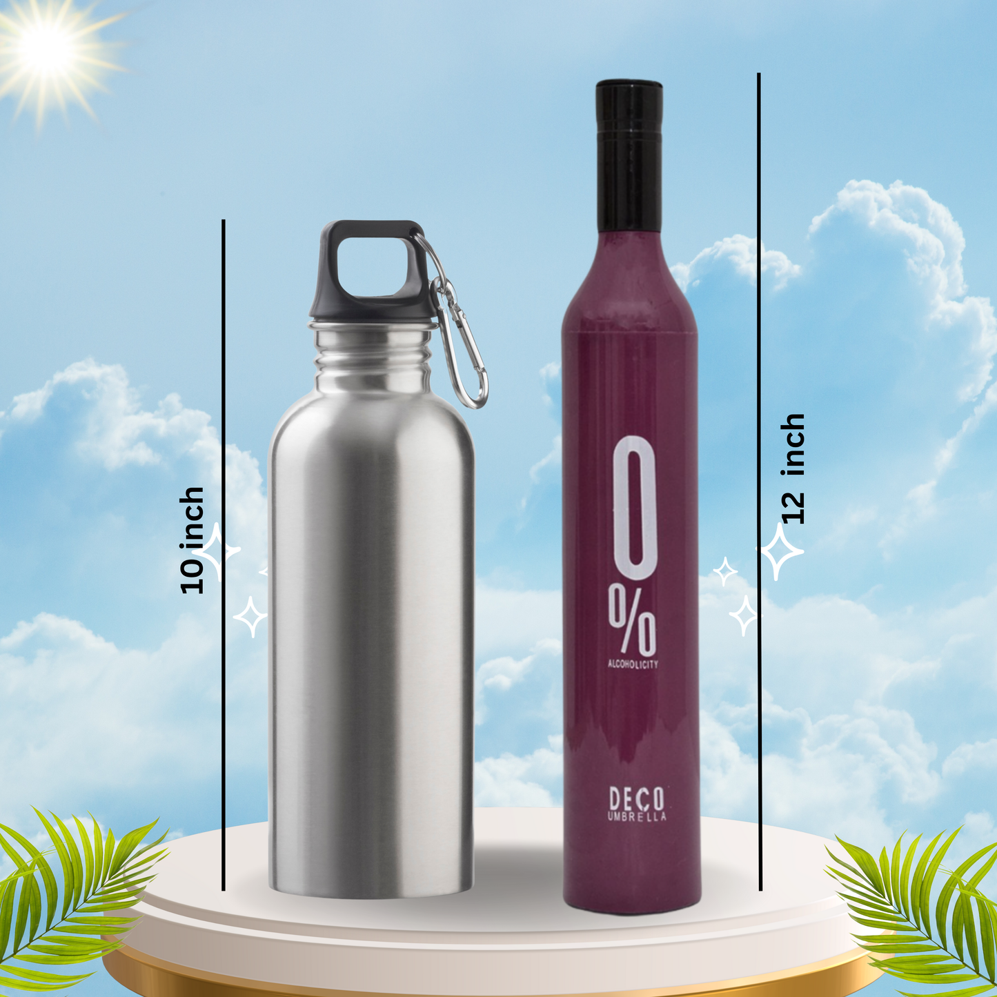 Wine Bottle Beautiful Travel Umbrella