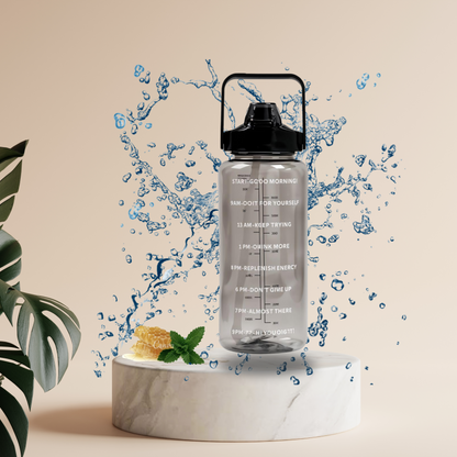 2L Motivational Water Bottle with Straw & Time Marker