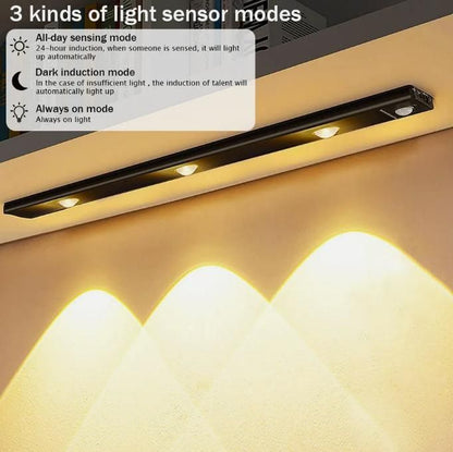 Rechargeable LED cabinet light with PIR motion sensor and magnetic installation