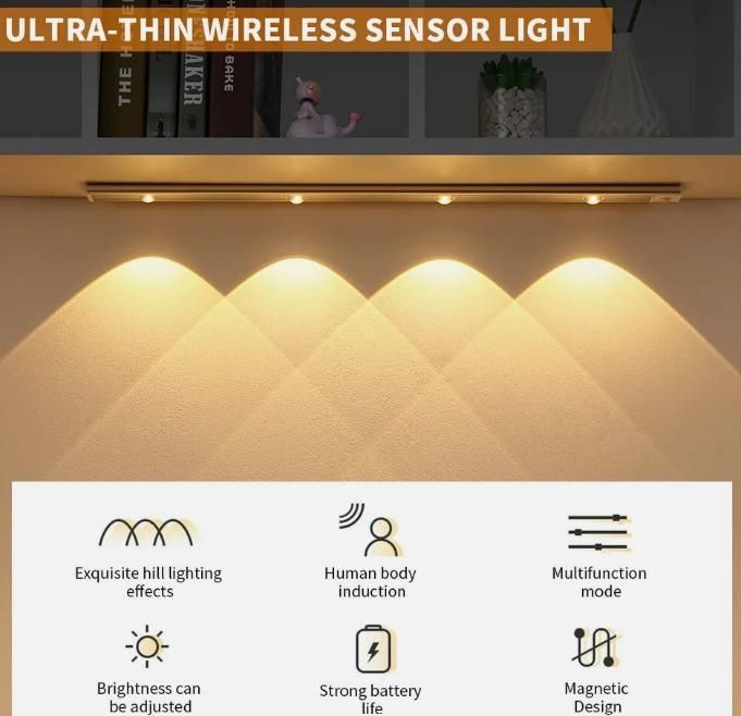 Wireless stick-on motion sensor light with warm white, neutral white, and cool white modes