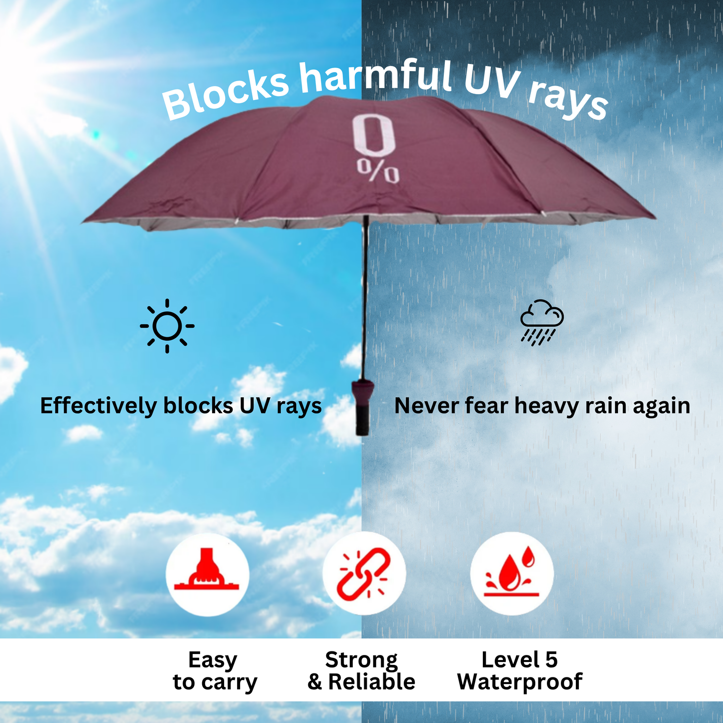 Wine Bottle Beautiful Travel Umbrella