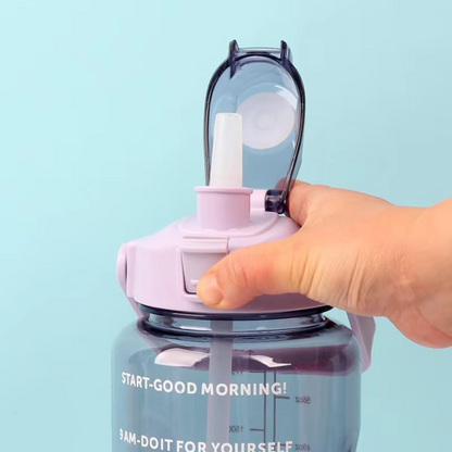 2L Motivational Water Bottle with Straw & Time Marker