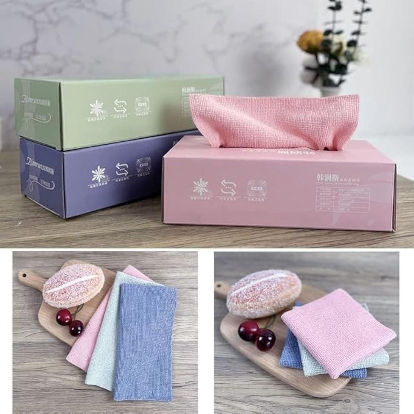 Reusable Microfiber Cleaning Cloth Set with Dispenser (10pcs)