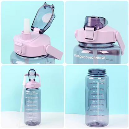 2L Motivational Water Bottle with Straw & Time Marker