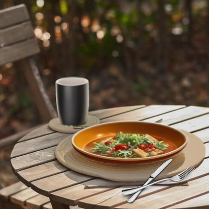 Heritage Woven Dining Set – 4 Beige Cotton Rope Placemats, 4 Coasters & Basket