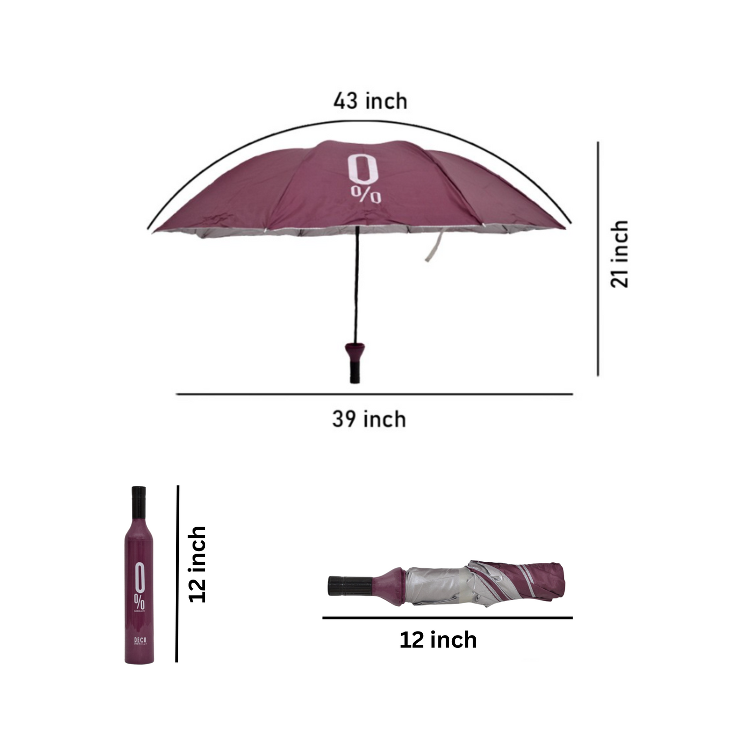 Wine Bottle Beautiful Travel Umbrella