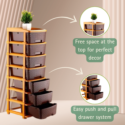 7XL Plastic Modular Drawer System – Brown