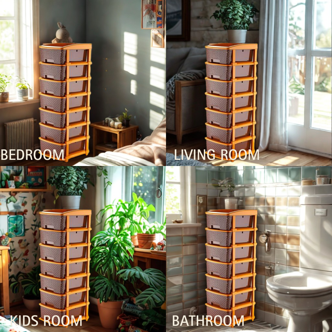 7XL Plastic Modular Drawer System – Brown