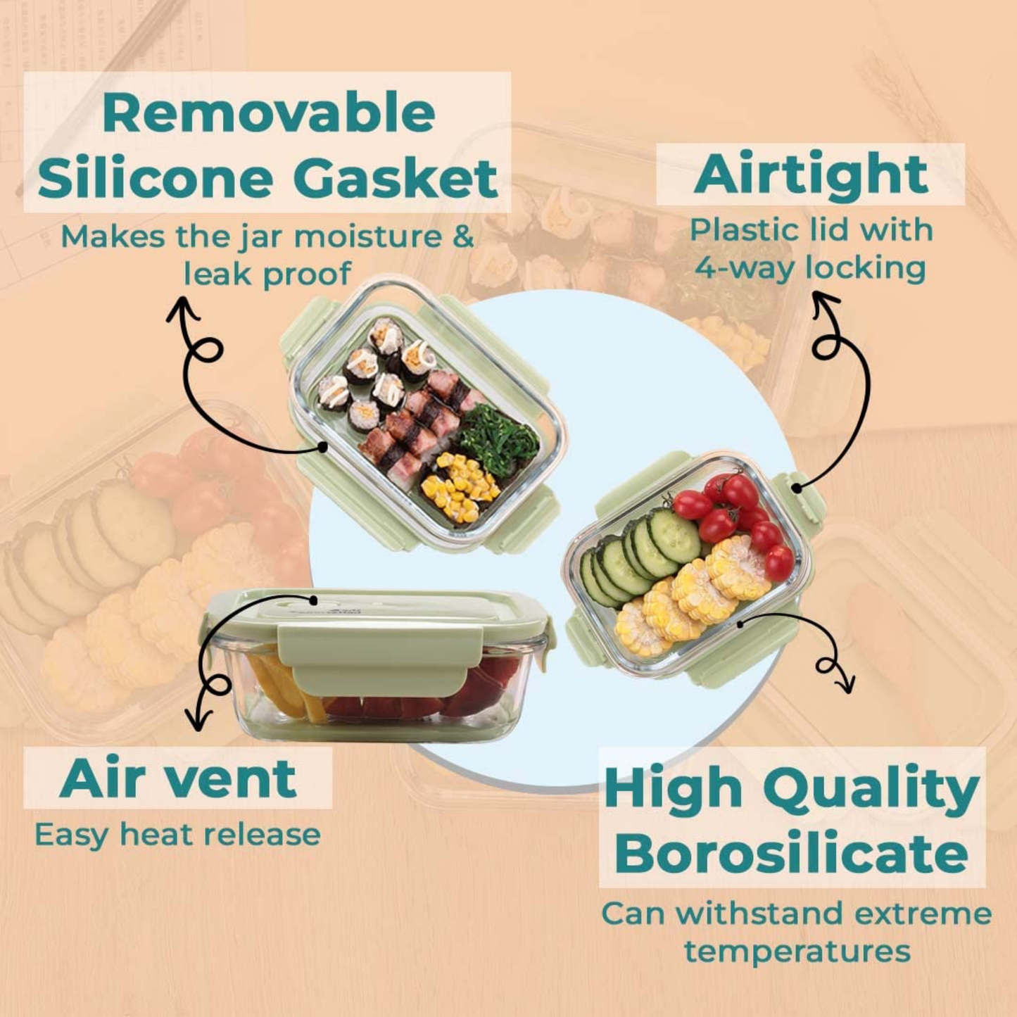 Food Storage Containers (Pack of 3)