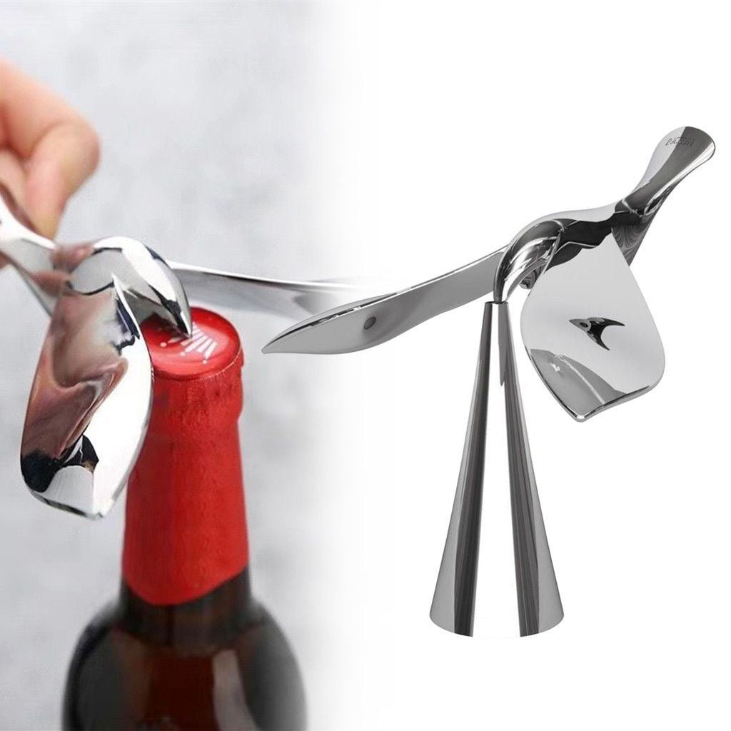 Balancing Bird Bottle Opener | Creative Flying Bird Design | Multi-Functional Beer, Soda & Cider Opener | Zinc Alloy Metallic Balanced Bird Showpiece | Luxury Desk Decor & Bar Accessory Gift