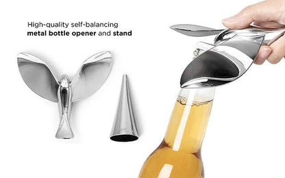 Balancing Bird Bottle Opener | Creative Flying Bird Design | Multi-Functional Beer, Soda & Cider Opener | Zinc Alloy Metallic Balanced Bird Showpiece | Luxury Desk Decor & Bar Accessory Gift
