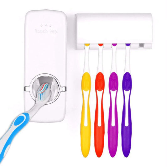 Automatic Toothpaste Dispenser & Toothbrush Holder Set
