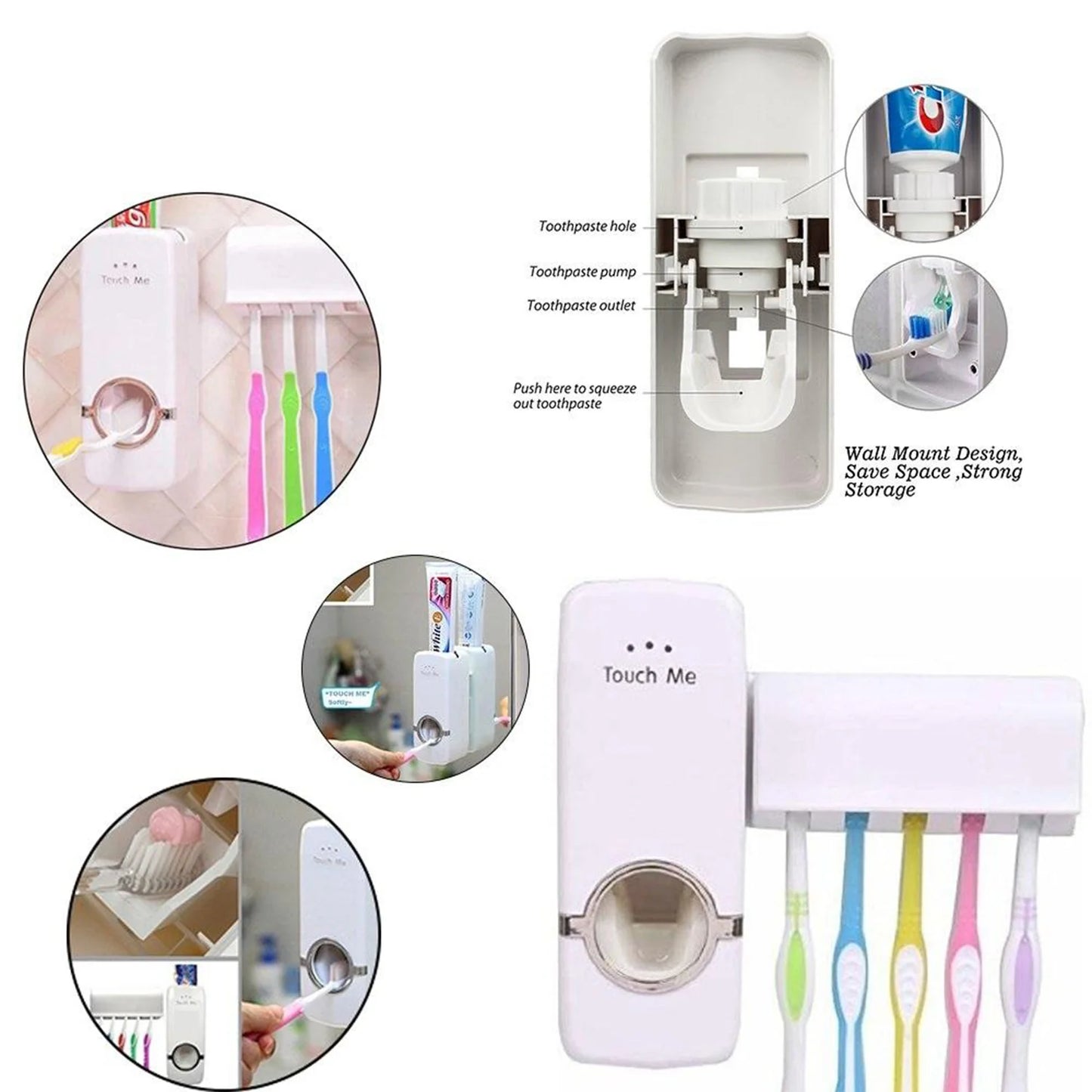 Automatic Toothpaste Dispenser & Toothbrush Holder Set