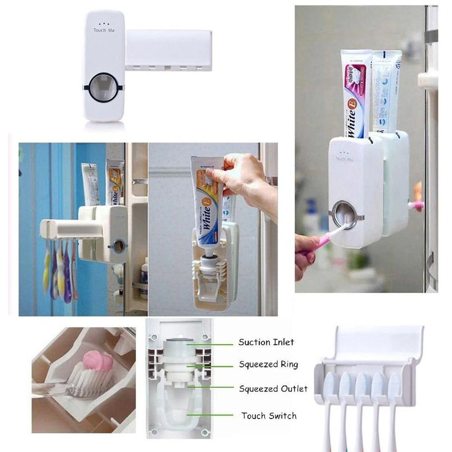 Automatic Toothpaste Dispenser & Toothbrush Holder Set