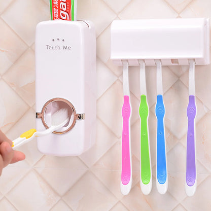 Automatic Toothpaste Dispenser & Toothbrush Holder Set