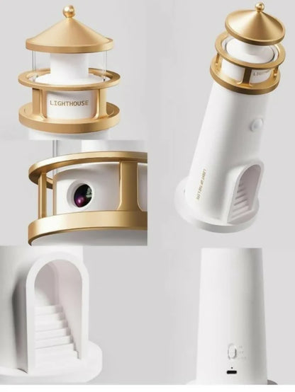 Lighthouse Moonlight Projection Lamp – Aesthetic Night Light with Remote & USB Recharge