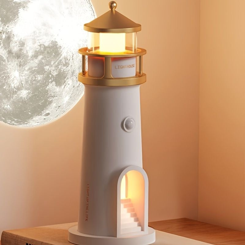 Lighthouse Moonlight Projection Lamp – Aesthetic Night Light with Remote & USB Recharge