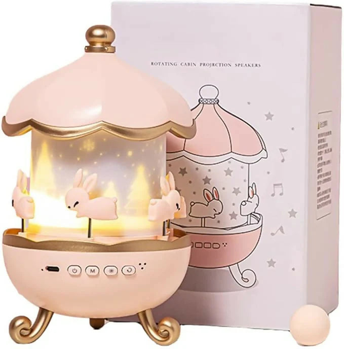 Rotating Night Light Projector – 360° LED Ambient Lamp with USB-C Rechargeable Design