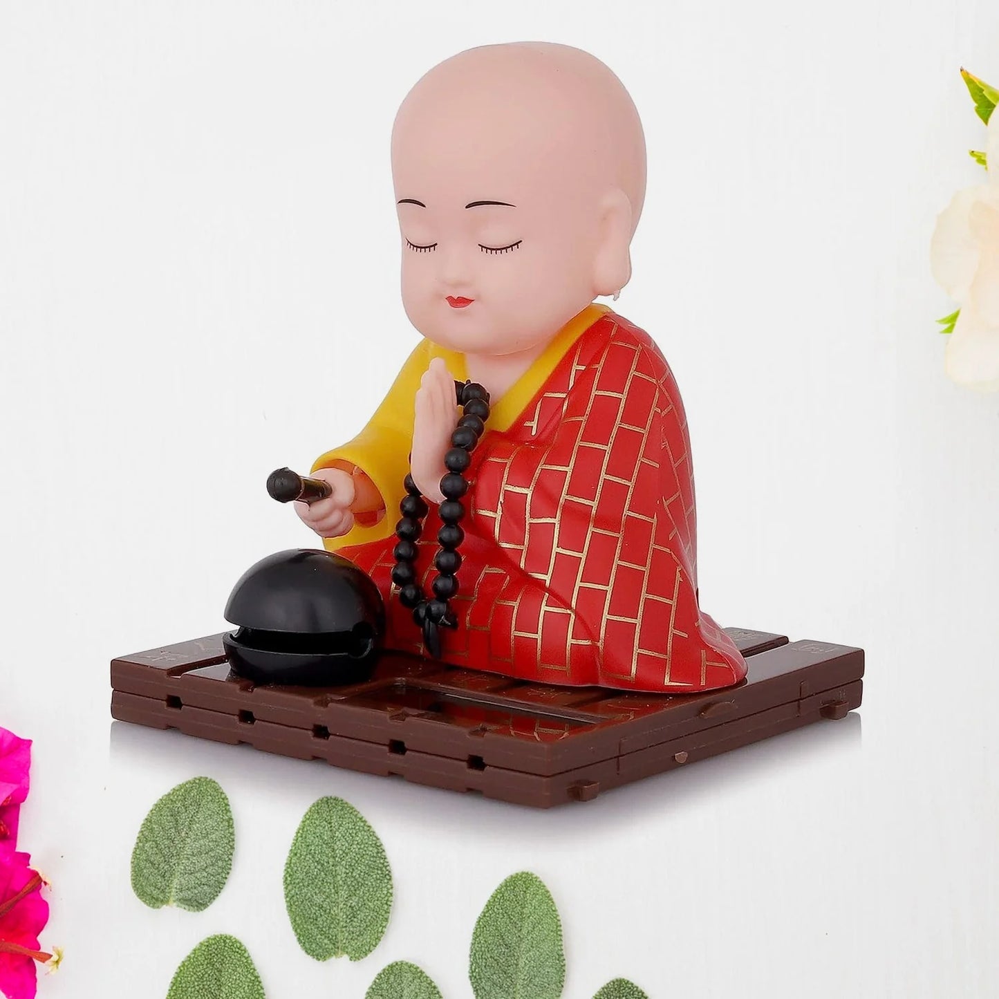 Solar Powered Sitting Buddha Statue – Moving Head & Hand | Home, Office & Car Dashboard Decor