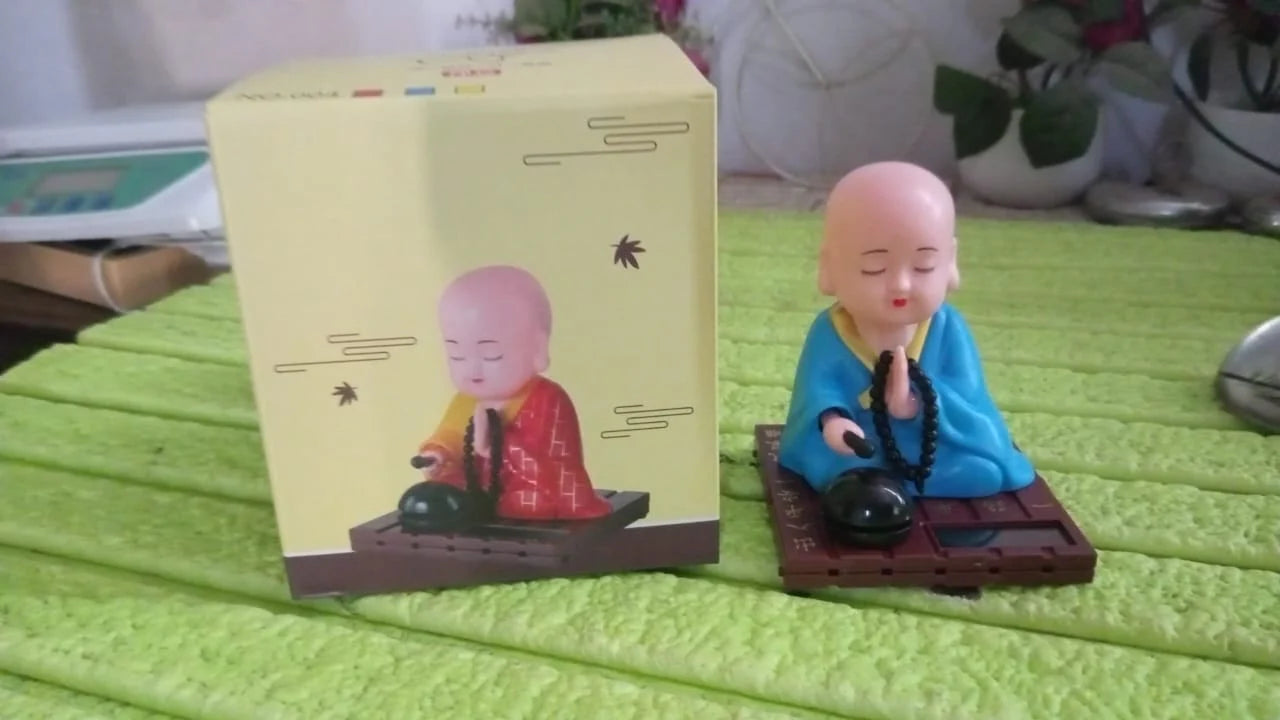 Solar Powered Sitting Buddha Statue – Moving Head & Hand | Home, Office & Car Dashboard Decor