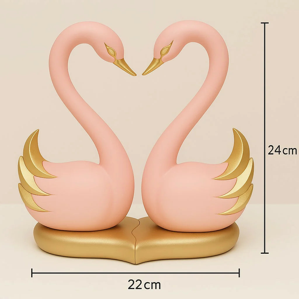 Elegant Pink Swan Couple Statue | Romantic Home Decor & Gift