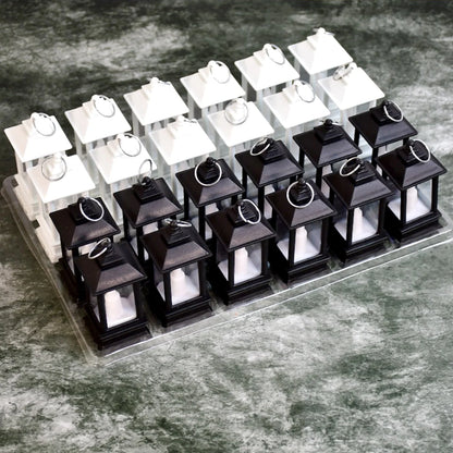 Classic LED Lantern with Flameless Candle – Battery Operated Rustic Decorative Light for Home, Parties & Outdoor Use (Pack of 24, Black & White)