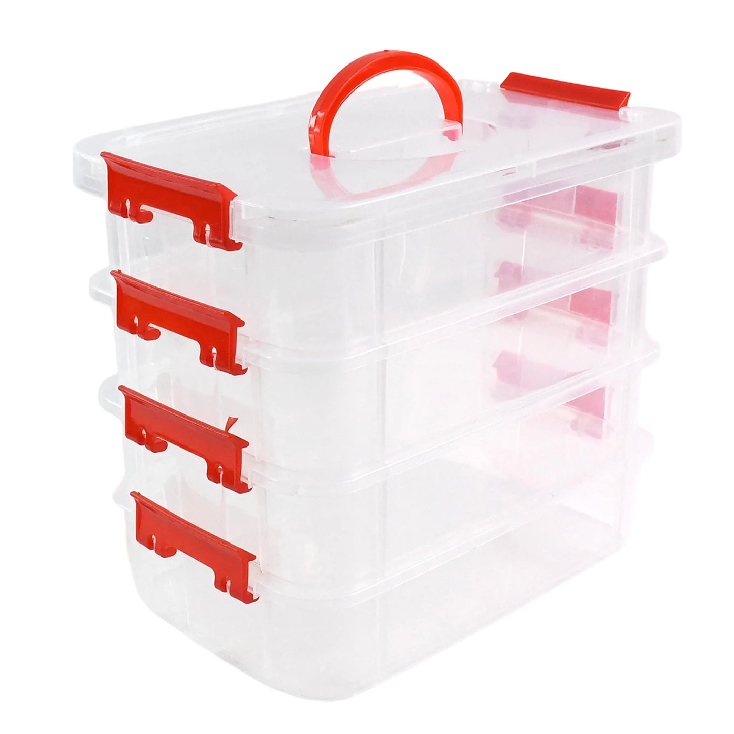 4-Layer Transparent Multipurpose Plastic Storage Box with Handle – Stackable Modular Organizer