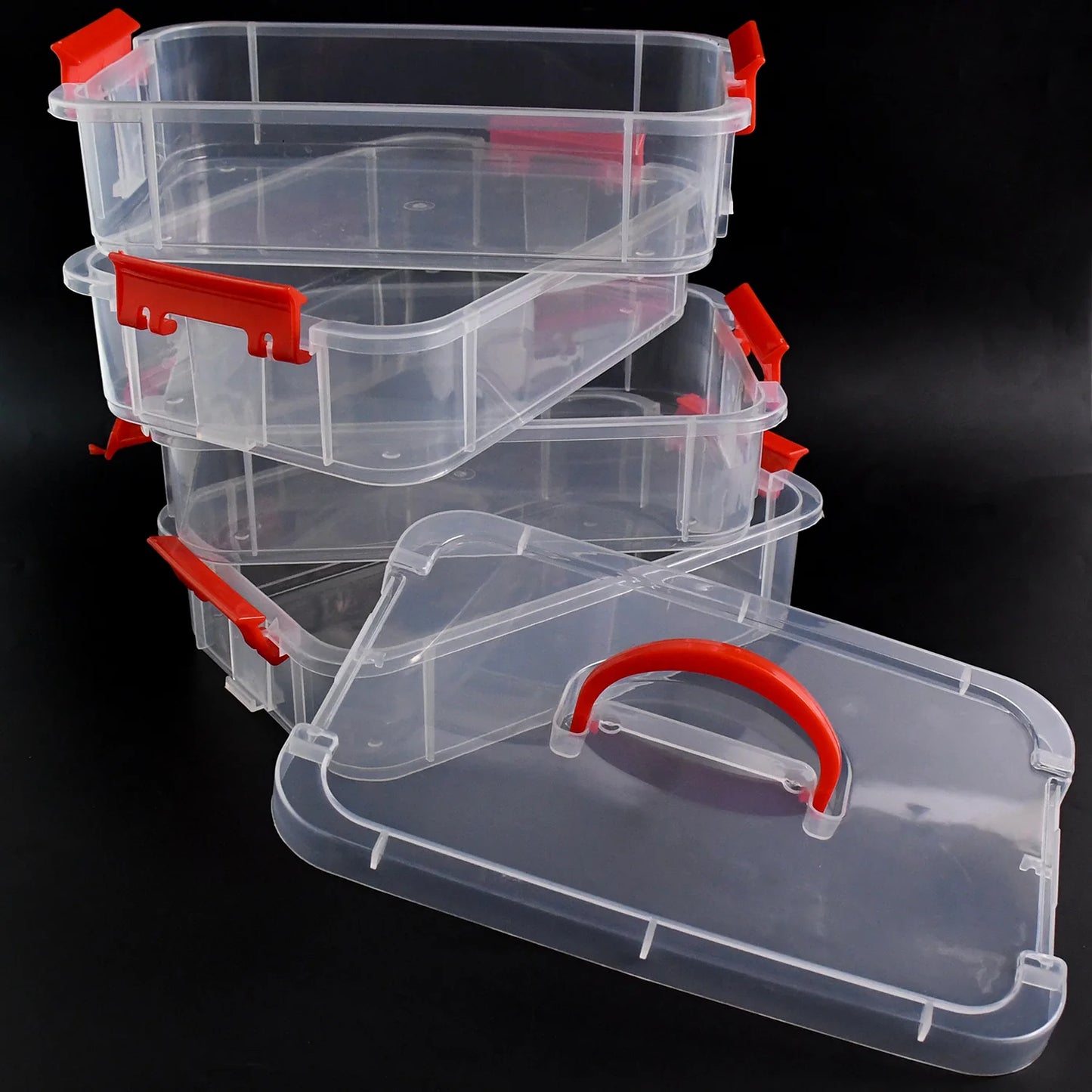 4-Layer Transparent Multipurpose Plastic Storage Box with Handle – Stackable Modular Organizer
