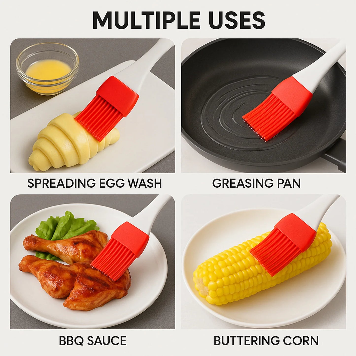 Baking Tools – Silicone Spatula & Pastry Brush Set (Multicolor)