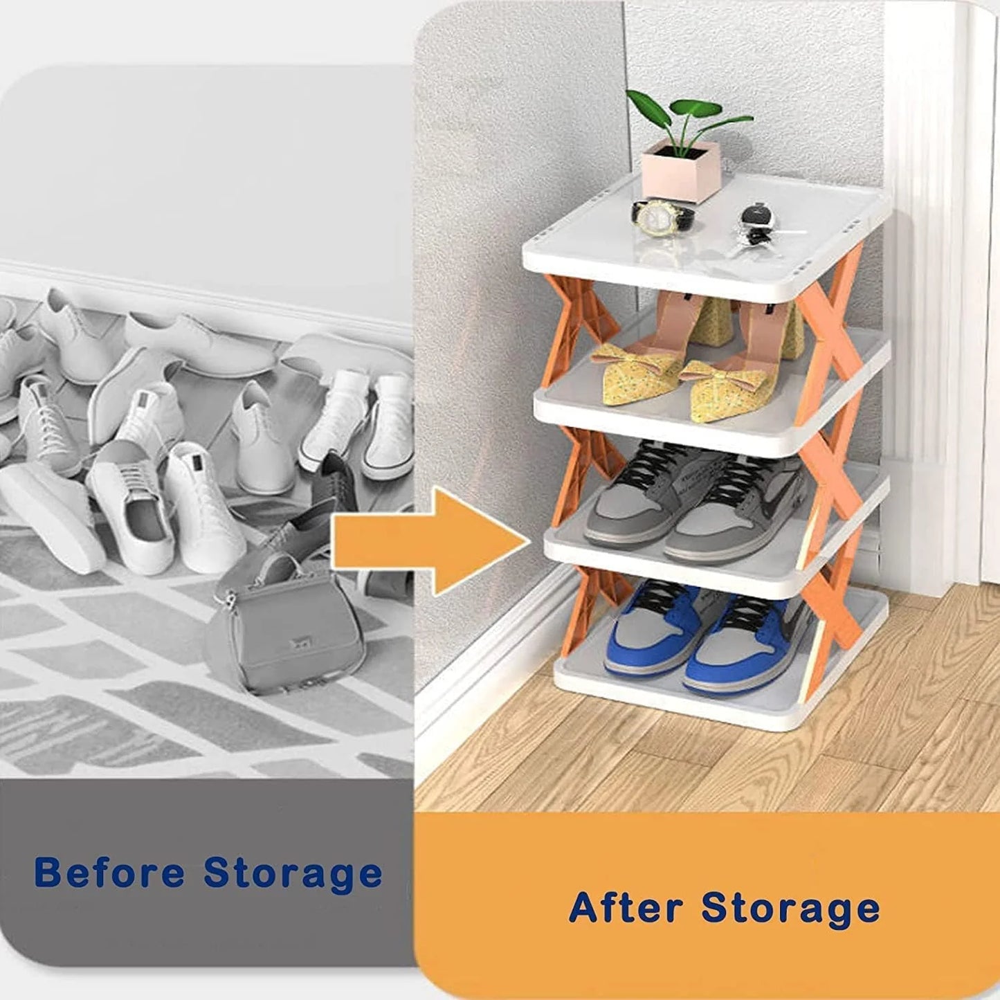 6 Layer Foldable Shoe Rack – Portable Storage Organizer for Home & Office