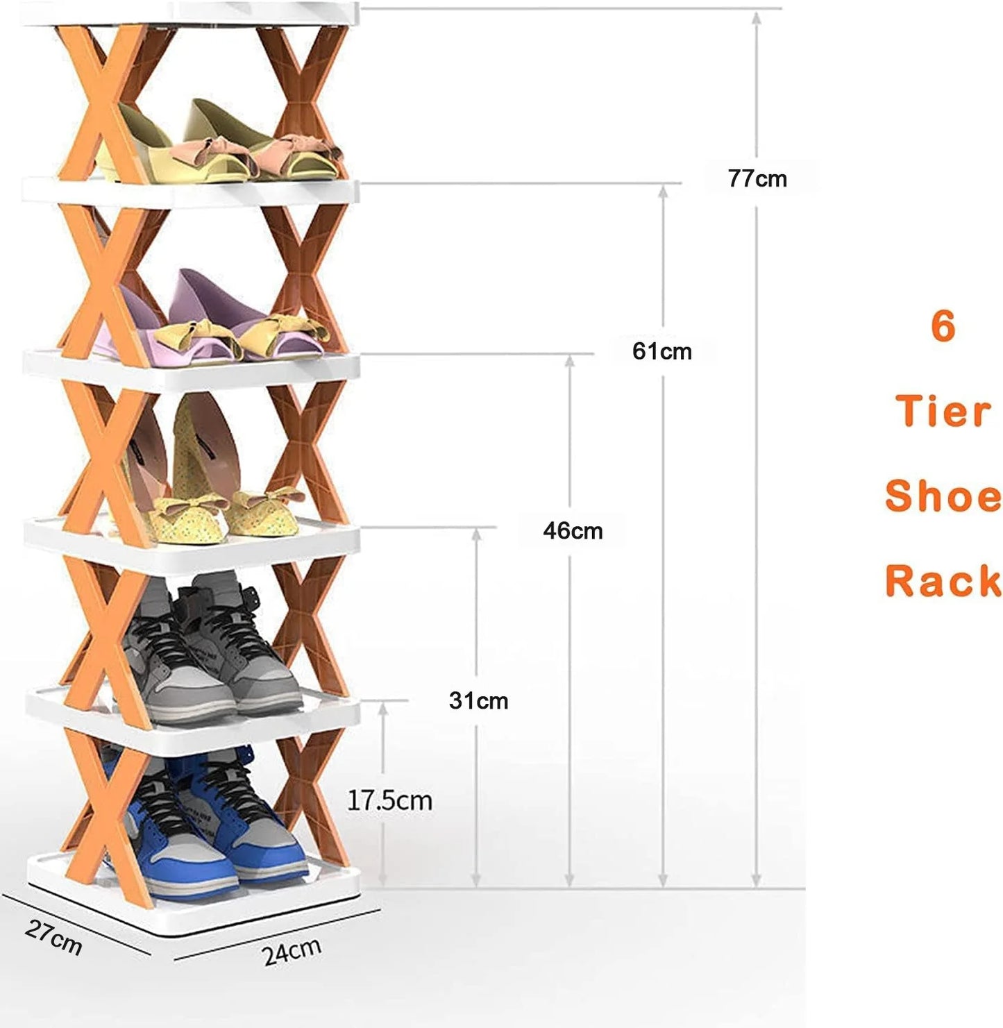 6 Layer Foldable Shoe Rack – Portable Storage Organizer for Home & Office