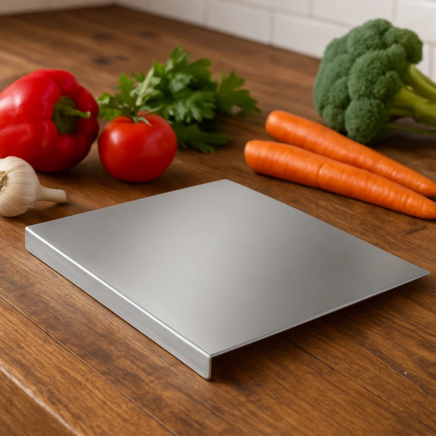 Premium Stainless Steel Anti-Bacterial Chopping Board – Heavy Duty, Rust-Resistant & Bent Edge Design