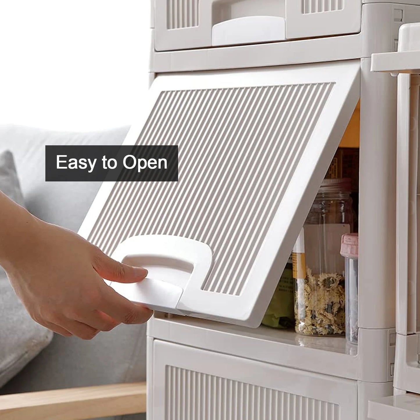 4-Layer Multipurpose Plastic Storage Cabinet with Drawers – Foldable Wardrobe Organizer for Kitchen, Bedroom, Bathroom & Kids’ Toys