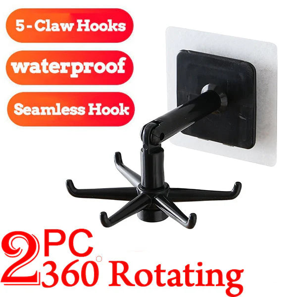 360° Rotatable Wall-Mounted Hook Organizer (Pack of 2)