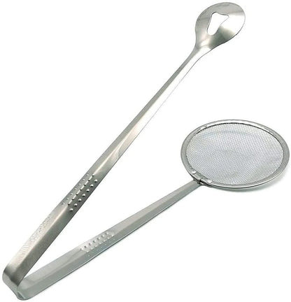 2-in-1 Stainless Steel Fry Tool & Filter Spoon Strainer with Clip