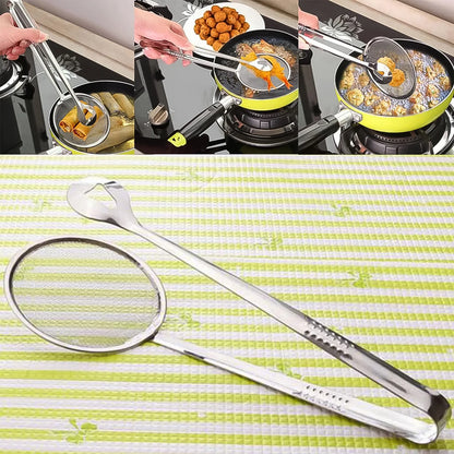 2-in-1 Stainless Steel Fry Tool & Filter Spoon Strainer with Clip
