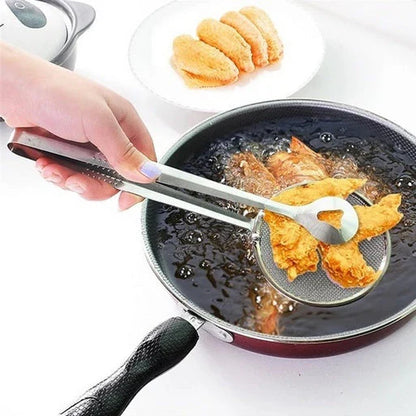 2-in-1 Stainless Steel Fry Tool & Filter Spoon Strainer with Clip