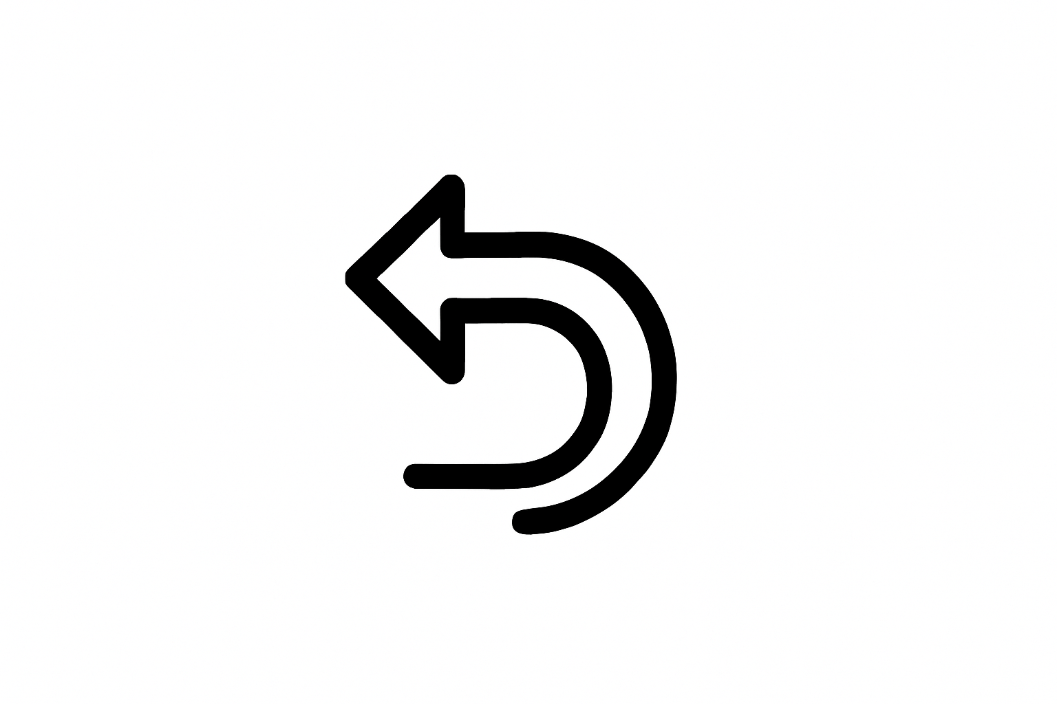 A icon with return sign with white background and black lines indicating easy return