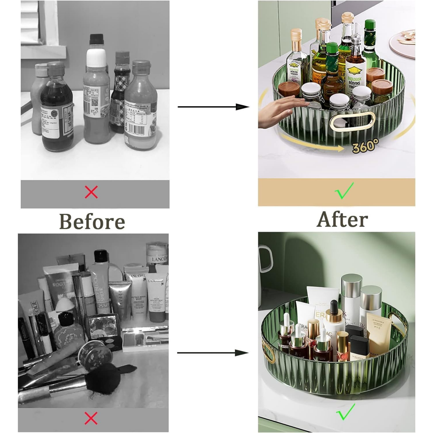 Durable Rotating Makeup Holder – Compact Vanity Organizer (Green)