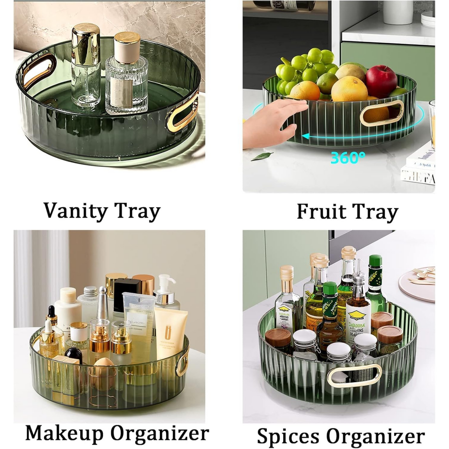 Durable Rotating Makeup Holder – Compact Vanity Organizer (Green)