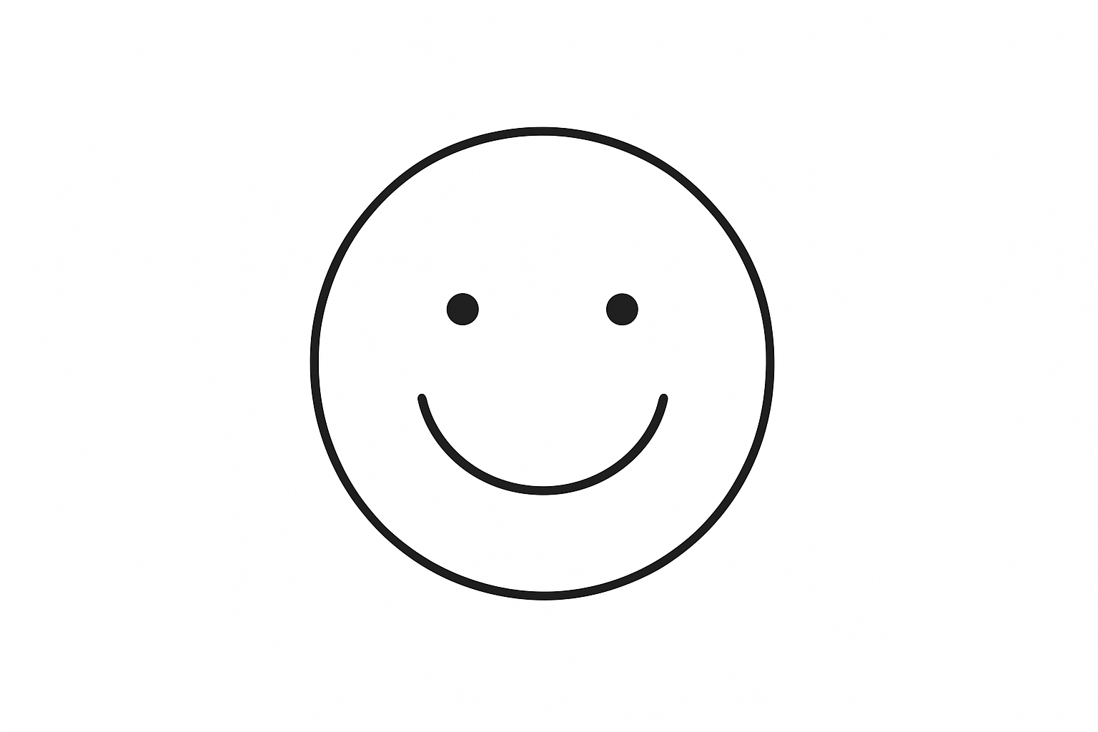 Smile icon with a happy smile in Black and white with thin lines